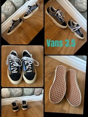 Vans Black & Light Blue Old Skool Low-Top Sneakers size 3.5